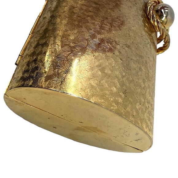 Vintage Textured Gold Metal Hard Case Clutch Optional Chain Link Shoulde… - Picture 5 of 9